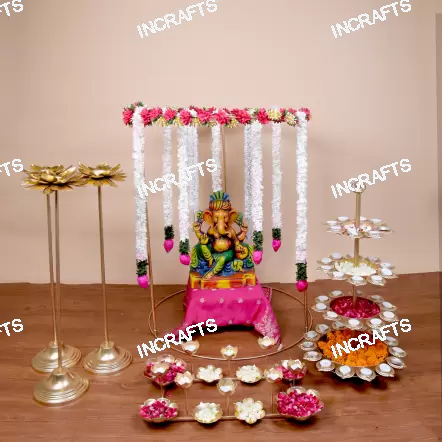Premium Circular Mandap Metal Backdrop Stand Package