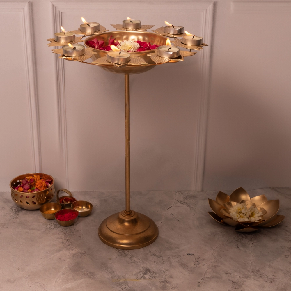 Aesthetic Standing Floral Kamal Diya Urli Large