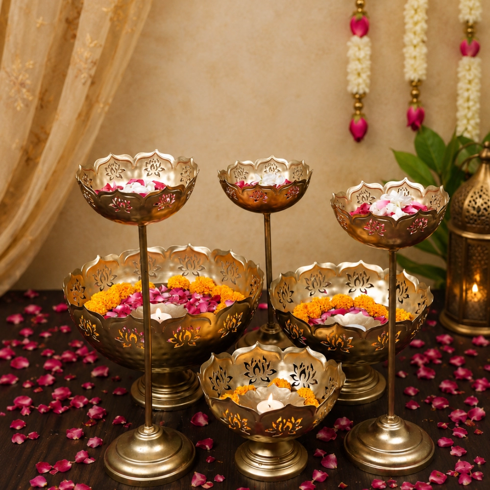 DECORATIVE LOTUS URLI BOWL COMBO