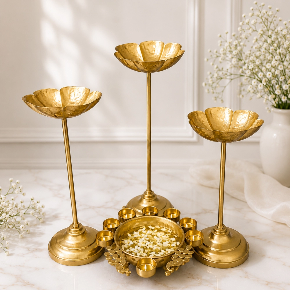 Peacock Urli & Lotus Stand Festive Set