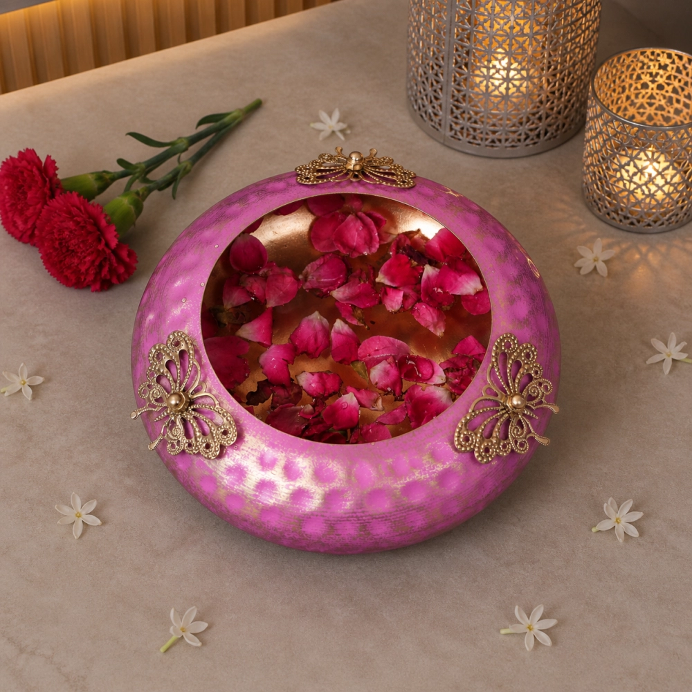 ANAYA DECORATIVE PINK AND GOLD BUTTERFLY URLI