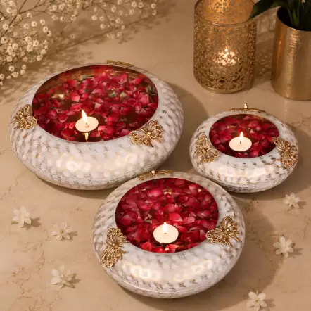 ANAYA DECORATIVE WHITE AND GOLD BUTTERFLY URLI