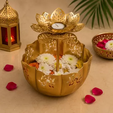 Leher Lotus Stand Urli
