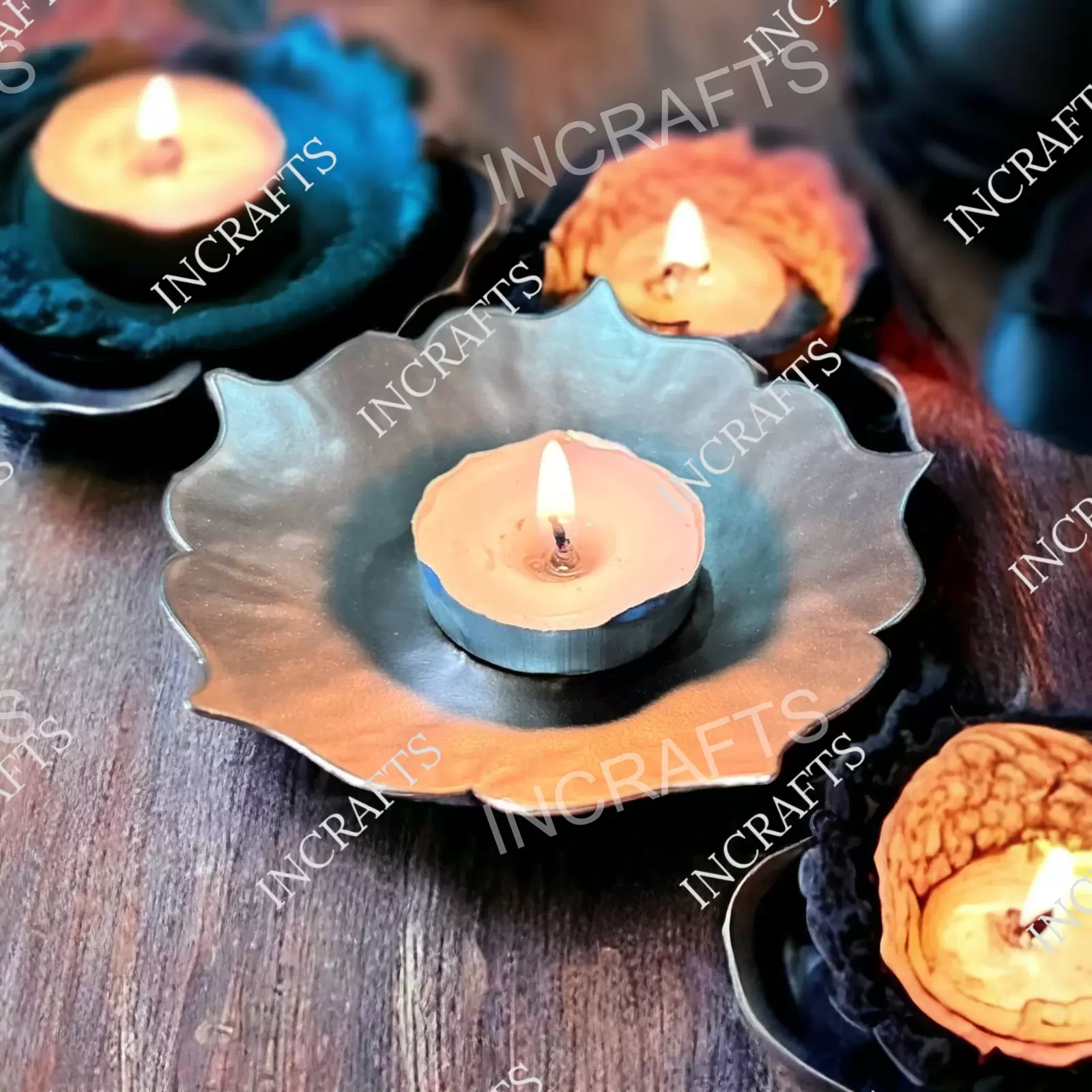 FLORAL METAL DIYA (SET OF 4)