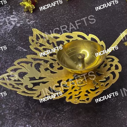 LEAF SHAPED BRASS & IRON DIYA