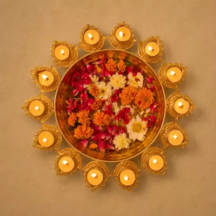 Kamet Embossed Diya Urli
