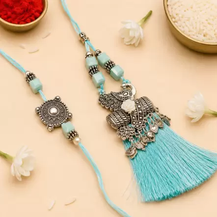 Silver Metal Bhaiya Bhabi Rakhi