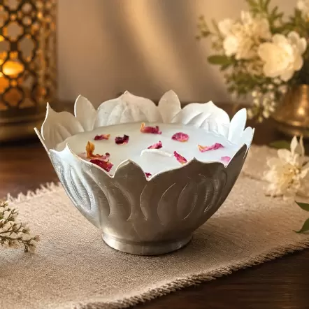 Silver Lotus Wax Bowl Candle