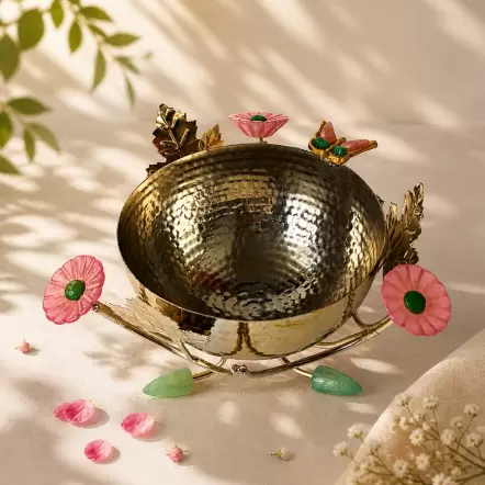 Floral Grace Metal Bowl