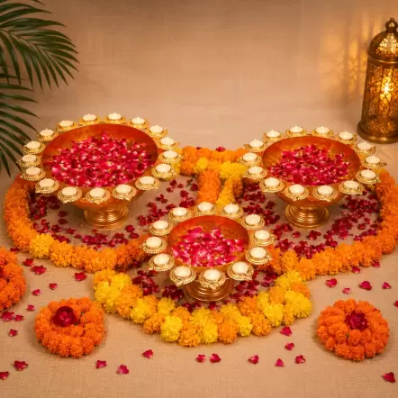 Golden Aura Taj Bowl Diya Urli