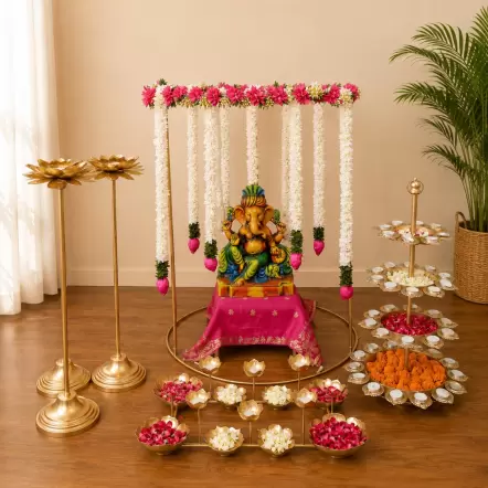 Premium Circular Mandap Metal Backdrop Stand Package