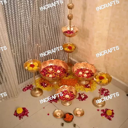 Royal Blossom Urli Bowl Combo with Hanging