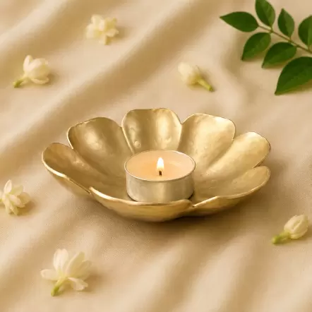 FLORAL METAL DIYA (SET OF 4)