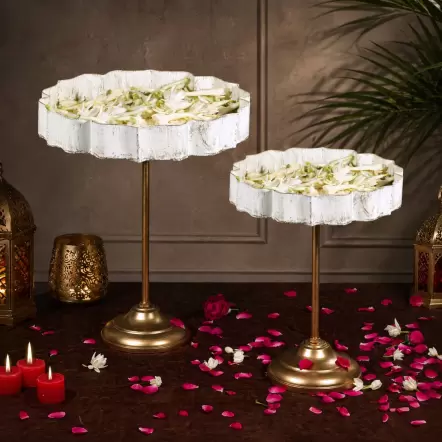 Standing Vatsal Urli White & Gold