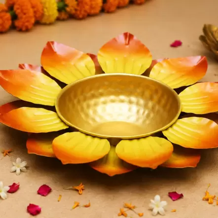 YELLOW AND RED PETAL BOWL URLI