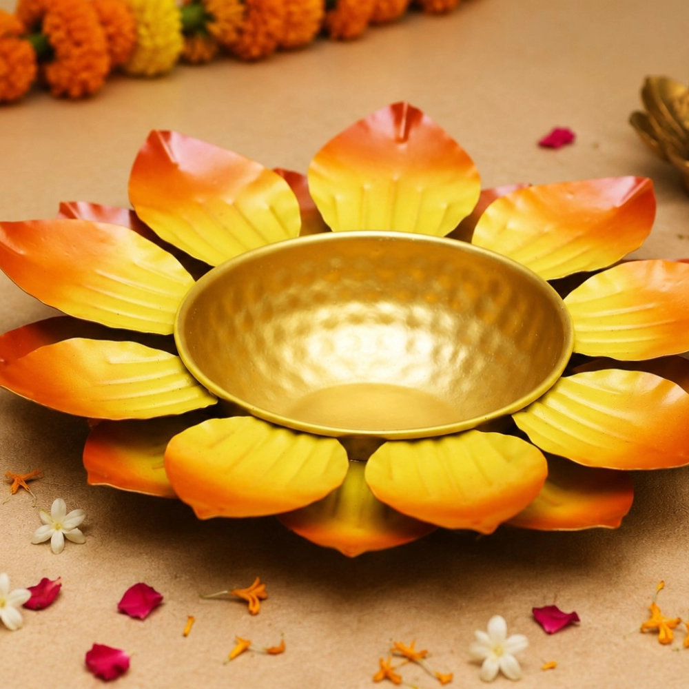 YELLOW AND RED PETAL BOWL URLI